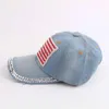 Бейсбольные кепки с принтом американского флага и стразами, регулируемый размер для бега, тренировок на свежем воздухе, кепка для упражнений, шляпа Snapback