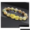 Perline Pietra naturale Agata Perline Fili Bracciale Cinese Pixiu Lucky Brave Troops Charms Feng Shui Gioielli per le donne Consegna di goccia Dhsnn