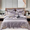 Set 140 Fadenzahl Langes Grundnahrungsmittel Baumwolle 4PCS Duvet Cover Flat Sheet Pillowcase Luxus Home Textil