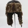 Boinas ushanka chapéu de inverno ao ar livre quente russo em couro de couro de largura Trapper Cap foffy leifeng