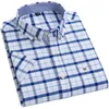 Chemise Oxford à manches courtes pour hommes, 100% coton, coupe régulière, décontractée, à rayures, à la mode, vêtements de travail imprimés, été, 240223