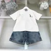 Survêtements de créateurs pour bébé classiques enfant Costume à manches courtes enfants Taille 100-160 CM t-shirt pour enfants et short en jacquard en denim avec logo 24Feb20