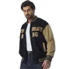 Fabricação personalizada de letras pretas bordadas masculinas do time do colégio jaquetas bomber de alta qualidade elegantes roupas de moda adolescente 84