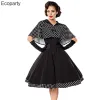 Robe Élégante Vintage Hepburn Robe Pour Femmes Noir Rouge Sans Manches ALine Robe Avec Châle Femme Rétro Rockabilly Années 50 Robe À Pois