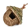 巣ハミングバードハウスクリエイティブな手織りストローバードネスト屋外オウムhatch化繁殖ハウスバードロスティングポケットガーデン用品