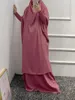 Etniska kläder eid muslimska kvinnor 2 stycke jilbab sätter lång khimar kjol hijab klänning bön plagg abaya huva ramadan klänning islamisk niqab