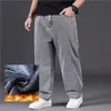 Pantalones Vaqueros Hombre Plus Size Jeans for Men Winter Warm Wide Leg Jeans 30-48 Loose Long Pants Baggy Jeans 240320