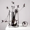 Nordic Silver Vase Creative Ceramic Vase Flower Art Luxury Coffee Shop Model Room Decoration Modern Home Decor Ideas 240220