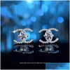 Stud Luxe Mode Hommes Femmes 925 Sterling Sier 0.5Ct Rond Moissanite Diamant Lettre Goujons Boucles D'oreilles Beau Cadeau Drop Livraison Bijoux Otkex