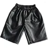 Trousers 2024 Autumn Winter Girls Boys Cool Knee Length Pu Leather Pant Baby Kids Children Fashion