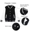 Alta qualidade faculdade poliéster em branco bombardeiro personalizado esporte outono simples jaquetas de beisebol dos homens preto jaqueta do time do colégio feminino 82