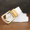 Belts White Designer 2.9CM Leisure Men Pin Buckle Waist Strap Genuine Leather Young Boys Jeans Cintos Masculinos