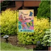 Banner Bandiere Primavera Estate Animali Fiori Uccelli Bandiera da giardino Doppia faccia Decorazione di benvenuto Cortile Materiale in lino P258 Drop D Dh4Xo