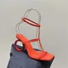 2024 Designer Sandali estivi Moda Punta quadrata Scarpe da donna Sexy Tacchi alti di lusso Conciso Cinturino con fibbia Decor Vera pelle Zapatos De Mujer Elina