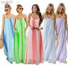 Basic Casual Dresses Fahion Chiffon Bright Color Patchwork Casual Dresses Sleeveless Sundress Long Dress Cheap Maxi Dresses 240302