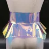 Scene Wear Fashion Women Transparent Wide Belt Laser Colorful PVC midjekorsett Cummerbund Lregular Pleated Clear Belt för klänning