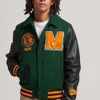 Giacca traspirante Varsity da baseball con ricamo in pelle imbottita personalizzata Oem 29