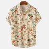 Mäns casual skjortor 2024 sommar kortärmad hawaiisk skjorta lapel färgglad svamp mönster 3d tryck knapp trend