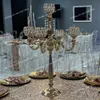 75cm ila 100cm) Düğün Masa Dekorasyonu Kristal Avize Altın Düğün Merkezi Trompet Vazo Düğün Centerpieces Kristal Çiçek Merkezi Parçası Düğün