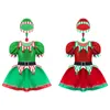 Vestidos de menina crianças meninas natal elf cosplay traje lantejoulas pompons adornado malha tutu vestido com chapéu