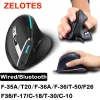 Ratos Zelotes F36 Wireless Vertical 2.4G Bluetooth Mouse Full Color Light 8 Key Programming 2400DPI Game Mouse 730mAh Bateria de Lítio