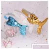 Hair Accessories Baby Girls Headband Nes Fashion Mermaid Tail Hairband Bow Headwrap Sequins Band Hoop For Kids Girl Beautif Head Acc Dhcrp