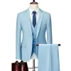 Costumes Men Business 3 PCS Suit Vest Pantalons / Banquet de mariage de marié Male Couleur solide de grande taille Blazers Jacket Coat Cantre
