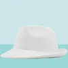 Backeskull Caps Simple White Wool Felt Hat Cowboy Jazz Cap Trend trilby Fedoras Hat Panama Cap Chapeau Band for Men Women 5658C6763663