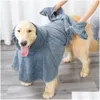 Serviettes de toilettage pour chiens Serviette de bain absorbante forte pour animaux de compagnie Robe à séchage rapide Microfibre pour chiens de taille moyenne Vêtements Hine Lavable Drop Deliv Dhqjt