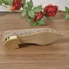 Dress Shoes Gold Low Heels Pumps Women 2023 Spring Shiny Sequins Pointed Toe Party Shoes Woman Plus Size Simple Thick Heeled Bride Shoes T240302