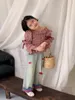 Ins Girls Hole Jeans Kids Patchwork Color Pocket Wide-Legs Denim Pants 2024 Spring Children Roas Caugboy Counsers Z6947