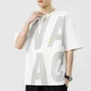 Erkek Tişörtleri Büyük Kısa Kollu Tişört Mens Yaz Yeni Kore Mektubu Baskı Gündelik Alt Gömlek Trendi Basit ve Çok Yönlü