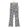 Damenhose Vintage Zebra Animal Print Lange Hose 2024 Mode Damenbekleidung Slim Fitting Flared Leg High Waist Streetwear