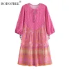 Abiti stile Boho Rayon cotone abito tunica vintage mezza manica stampa floreale estate 2022 abito donna Bohemian Beach Abiti Mujer