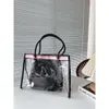 2024ss nova moda transparente geléia bolsa designer portátil saco de compras das mulheres bolsa um ombro crossbodys grande saco de compras 2 peça conjunto carteira pvc 40cm