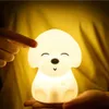 Силиконовый ночник с милой собакой для детской комнаты, прикроватная лампа с сенсорным управлением, красочные ночные огни, перезаряжаемые через USB, для детей, подарок для ребенка 240227