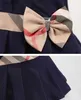 Vestidos Casuais Básicos Crianças Menina Lapela Collar Bowknot Manga Longa Vestido Plissado Criança Elegante Outono Bebê Crianças Designer Roupas 240302