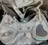 Qualité miroir brillant bandoulière pochette sac moto demi-lune femmes hommes designer strass sac à main diamant luxe fourre-tout sacs à main pochette sac à bandoulière