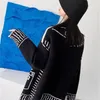 Maglieria da donna Stampa Graffiti Cardigan lungo unico da donna Giacca con maniche larghe con scollo a V Lavorato a maglia Cardigan femminile Maglioni Cappotto Y2k Top