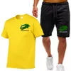 Nouveaux vêtements d'été pour hommes deux pièces ensembles hommes survêtement de sport hommes imprimer ensembles à manches courtes hommes t-shirt shorts Fitness vêtements de sport