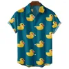 T-shirt da uomo Cute Duck 3d stampato Estate Casual oversize manica corta Moda monopetto camicette Trend risvolto Abbigliamento uomo