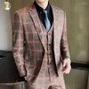 Herrdräkter (jackor byxor) 2024 stil män högkvalitativ affärs blazer/manlig smal passform avslappnad av två stycken vintage mao