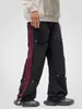 American workwear pants, trendy brand pleated paratrooper pants, men's and women's buttoned wide leg casual pants