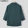 INCERUN Mode Männer Blazer Streetwear Einfarbig Revers 34 Hülse Eine Taste Freizeit Anzüge Casual Dünne Jacken S5XL 240223