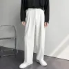 Pants Straight Wide Leg Suit Pants Mens Autumn Casual Trousers Office Busiess Man Dress Pants Loose Korean Formal Elegant Solid White