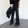 Pantaloni Harajuku fusciacche con cerniera decora l'atmosfera pantaloni cargo neri uomo High Street dritti casual larghi pantaloni unisex oversize w615