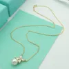 Designer bow necklace female stainless steel couple gold chain pendant single pearl luxury jewelry gift girlfriend wholesale