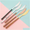 Cookware Sets 2430Pcs Imitation Wooden Handle Dinnerware Cutlery Set Stainless Steel Tableware Knife Fork Spoons Sierware Western Fla Dhnaq