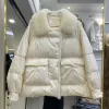 Coats Lagabogy 2023 New Winter Women Real Fox Fur 90% White Duck Down Jacket Short Puffer Coat Female Vintage Mink Fur Patchwork Parka