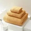 Serviette 3 pièces coton bain couleur unie serviettes de visage Jacquard absorbant séchage rapide gant de toilette salle de bain douche couverture de plage